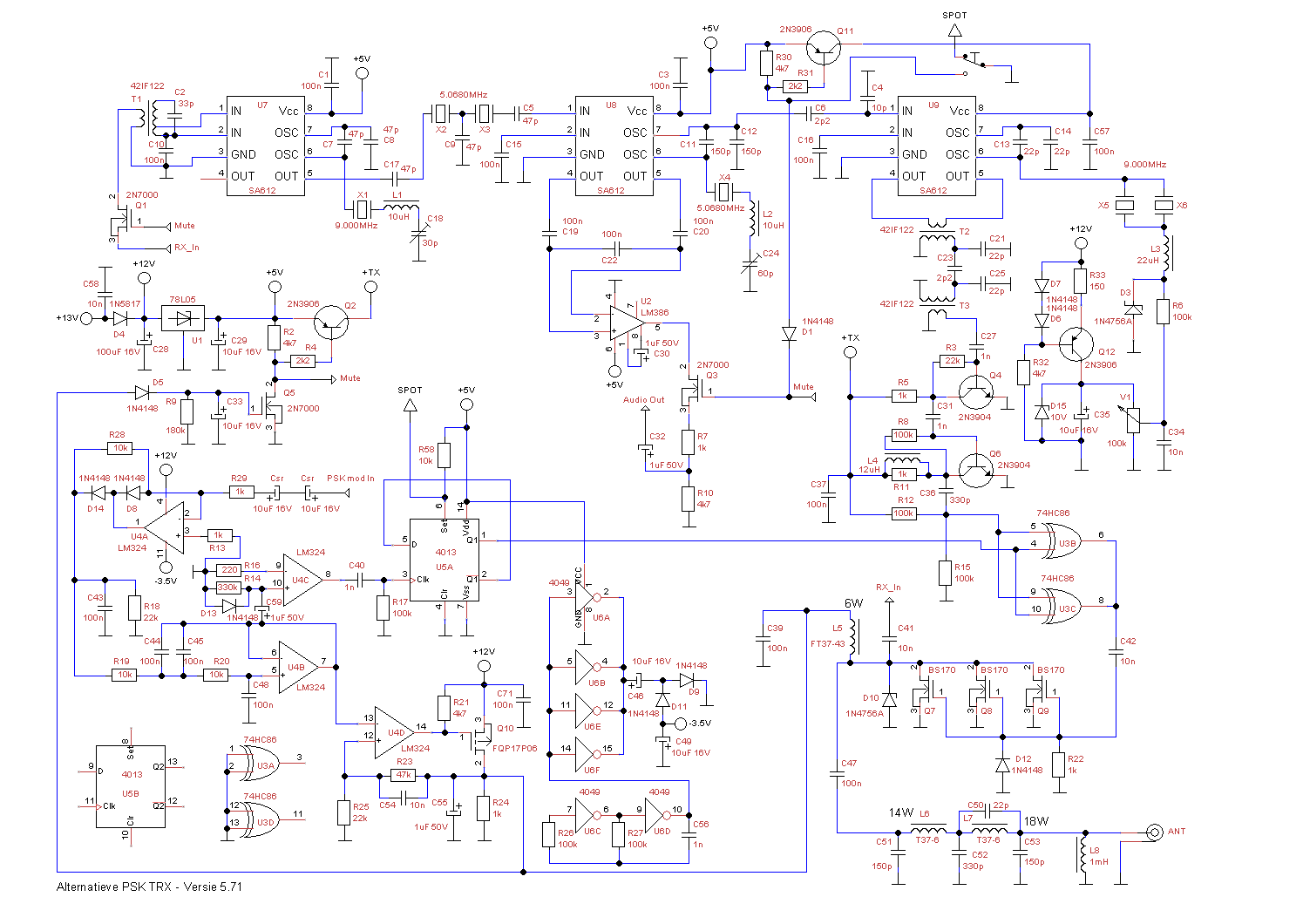 Schematic Dx Kit Le transceiver 20m QRP spécial PSK31 de PI4RAZ en kit chez DX-Kits ...